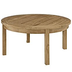 Modway Marina Outdoor Teak Round Coffee Table in Natural