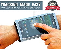 Cell Phone Armband for Running – Water Resistant Wristband for iPhone 7, 6S, Samsung Galaxy S7, S6 – Zippered Pocket Key Holder & Touch Screen Access – Earphone Hole – Stretches to Fit Forearm