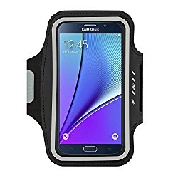 Galaxy Note 5 / S6 Edge Plus Armband, J&D Sports Armband for Samsung Galaxy Note 5 / S6 Edge Plus, Key holder, Great Earphone Connection while Workout Running (Black)