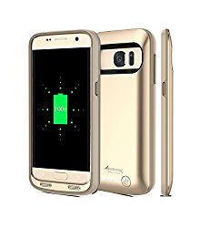 Galaxy S7 Battery Case, Alpatronix BX420 4500mAh Slim External Protective Removable Rechargeable Portable Charging Case for Samsung Galaxy S7 [S7 Charger Case / Android OS 6.0+ Support] – (Gold)