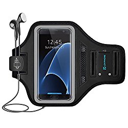 Galaxy S7 Edge Armband – LOVPHONE Easy Fitting Sport Running Exercise Gym Sportband with Key Holder & Card Slot,Water Resistant and Sweat-proof for Samsung Galaxy S7 Edge/Note 4/Note 5/LG G4/G5-Gray