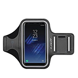 Galaxy S8 Armband, J&D Sports Armband for Samaung Galaxy S8, Key holder Slot, Perfect Earphone Connection while Workout Running – Black