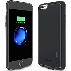 iPhone 6/ 6s Silicone Battery Case, Ultra Slim NOHON 2000mAh Portable Extended Backup Smart Phone Charging Case/ Charger Cover for Apple iPhone 6/ 6s (Black)