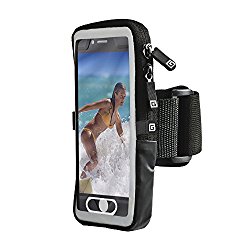 iPhone 7 Armband with Expanded Pocket for Protective Case, Supports Fingerprint Touch, Running, Sports, Gym Case fits iPhone 7, 6s, 6, SE, Galaxy S7, S6 edge, S6 and More, ID/Card Slot, Zippered Pouch