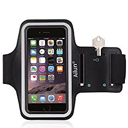 iPhone 7 Armband,by Ailun,Feartured with Sport Scratch-Resistant Material,Slim Light Weight,Dual Arm-Size Slots,Sweat Resistant&Key Pocket,with Headphone Ports[Black]