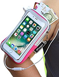 iPhone 7 Plus Armband, iMangoo Cell Phone Pouch iPhone 7 Plus Running Armband Water Resistant Sports Arm Band Gym Wrist Bag Touchscreen Sleeve Case with Extensible Belt for iPhone 7 Plus Pink