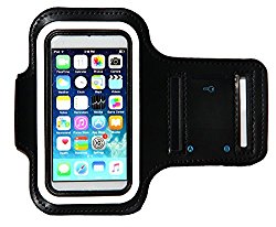 iPod Touch 6th Generation (6G) Exercise & Running MP3 Player Armband Case with Key Holder & Reflective Band (Black)