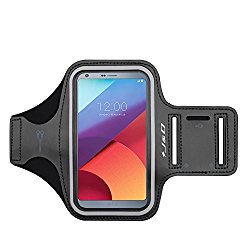 LG G6 Armband, J&D Sports Armband for LG G6, Key holder Slot, Perfect Earphone Connection while Workout Running – Black