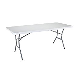 Lifetime 25011 Fold In Half Commercial Table, 6 Feet, White Granite