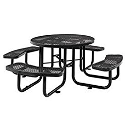 46″ Expanded Metal Round Picnic Table, Black