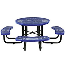 46″ Expanded Metal Round Picnic Table, Blue