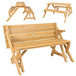 Best Choice Products Patio 2 in 1 Outdoor Interchangeable Picnic Table / Garden Bench Wood