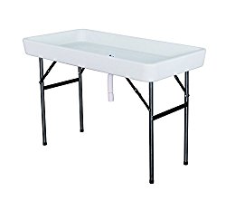 Giantex 4 Foot Party Ice Folding Table Plastic with Matching Skirt White