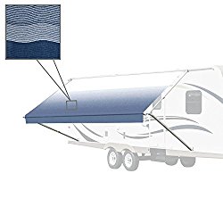 ALEKO 20X8 Retractable RV or Home Patio Canopy Awning, Blue Stripes Color