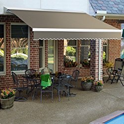 Awntech 12-Feet Destin LX with Hood Manual Retractable Acrylic Awning, 120-Inch Projection, Taupe