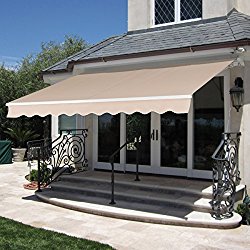 Best Choice Products Patio Manual Patio 8.2’x6.5′ Retractable Deck Awning Sunshade Shelter Canopy Beige