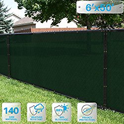 Patio Paradise 6′ x 50′ Dark Green Fence Privacy Screen, Commercial Outdoor Backyard Shade Windscreen Mesh Fabric with brass Gromment 85% Blockage- 3 Years Warranty (Customized Sizes Available)