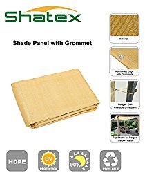 Shatex 90% Wheat 12x20ft New Design Sun Shade Privacy Panel with Grommets -UV Resistant fabric for patio/pergola/RV awning -Free Bungee Ball Cords Included