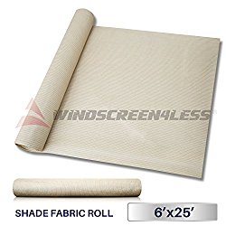 Windscreen4less Beige Sunblock Shade Cloth,95% UV Block Shade Fabric Roll 6ft x 25ft