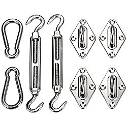 Ollieroo Shade Sail Hardware Kit for Rectangle and Square Sun Shade Sail Installation 8 Inches Silver