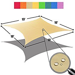 Alion Home 10′ x 13′ Waterproof Woven Sun Shade Sail in Vibrant Colors (Desert Sand)