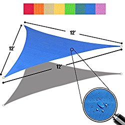 Alion Home 12′ x 12’x 12′ Triangle Waterproof Woven Sun Shade Sail in Vibrant Colors (Royal Blue)