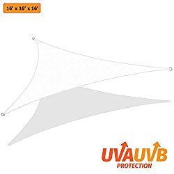 KHOMO GEAR Triangle Sun Shade Sail 16x 16 x 16 Ft UV Block Fabric – White