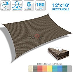 Patio Paradise 12’x16′ Brown Sun Shade Sail Rectangle Canopy – Permeable UV Block Fabric Durable Patio Outdoor – Customized Available