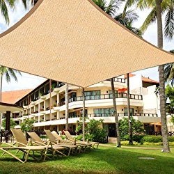 Shade&Beyond 12′ x 12′ Sand Color Square Sun Shade Sail, UV Block for Outdoor Facility and Activities