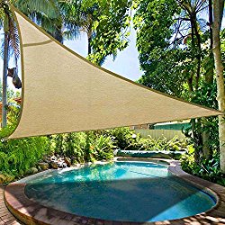 Shade&Beyond 16′ x 16′ x 16′ Sand Color Triangle Sun Shade Sail Canopy for Patio UV Block for Outdoor Facility and Activities