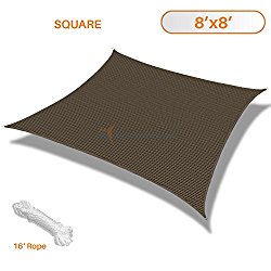 Sunshades Depot 8′ x 8′ Sun Shade Sail Square Permeable Canopy Brown Coffee Custom Size Available Commercial Standard