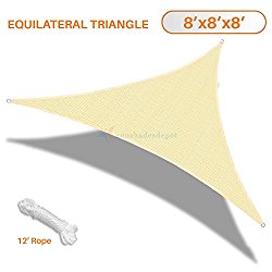 Sunshades Depot 8′ x 8′ x 8′ Sun Shade Sail Equilateral Triangle Permeable Canopy Tan Beige CustomSize Available Commercial Standard