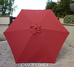 9ft Umbrella Replacement Canopy 6 Ribs in Brick Red (Canopy Only)