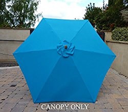 9ft Umbrella Replacement Canopy 6 Ribs in Teal (Canopy Only)