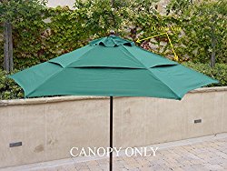 Double Vented 9ft Umbrella Replacement Canopy 6 Ribs in Green (Canopy Only)