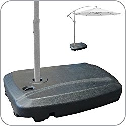 EasyGoProducts Universal Offset Umbrella Base Weight Capacity – Plastic Weighted Stand – Fill with Water or Sand, Black, 60 L
