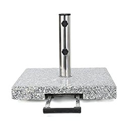 Martino Outdoor Natural Grey Granite and Stainless Steel Umbrella Base