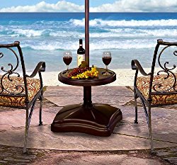 Shademobile RU22-6250 Rolling Umbrella Stand and Accessory Table, Bronze