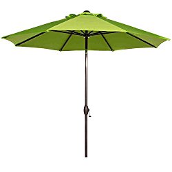 Abba Patio 9 Feet Patio Umbrella Market Outdoor Table Umbrella with Auto Tilt and Crank, 8 Ribs, Lime Green