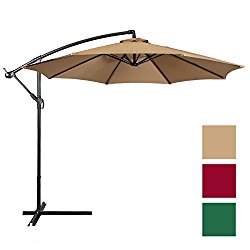 Best Choice Products Offset 10′ Hanging Outdoor Market New Tan Patio Umbrella, Beige