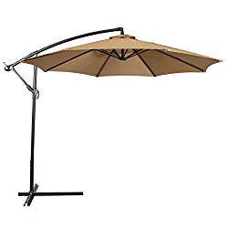 Best Choice Products Patio Umbrella Offset 10′ Hanging Umbrella Outdoor Market Umbrella Tan New