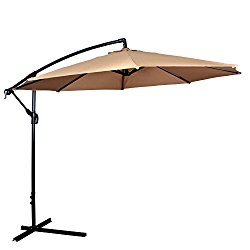 New Tan Patio Umbrella Offset 10′ Hanging Umbrella Outdoor Market Umbrella D10