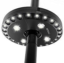 QPAU Patio Umbrella Light 3 Lighting Mode Wireless 28 LED Lights At 220 lux Umbrella Pole Light for Patio Umbrellas, Outdoor Use, or Camping Tents Battery Operated