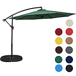 Sundale Outdoor 10 Feet Aluminum Offset Patio Umbrella with Crank, 8 Steel Ribs (Dark Green)
