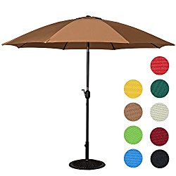 Sundale Outdoor 9 Feet Aluminum Patio Umbrella with Crank and Push Button Tilt, 8 Fiberglass Ribs (Tan)