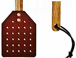 Amish Leather Fly Swatter With Wood Handle- Brown