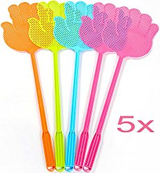 Dirza Fly Swatter Manual Swat Pest Control – 18.5″- Long Handle – More thicker Weight up to 1.09 OZs/One -Durable – Assorted Colors Pack of 5
