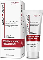 Deux Derme – Stretch Mark Prevention Cream, Cruelty Free & Vegan with Vitamin E, Plant Extracts, Cocoa Butter, 3.4 oz.