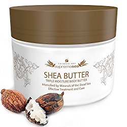 Organic Shea Body Butter: No More Stretch Marks and Dry Skin! Magical Triple Moisture Lotion Cream Intensified with Dead Sea Minerals for Outstanding Skin Treatment (250 ml)