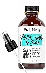 Stretch Marks & Scars Defense Oil – 6 Pure Oils w/o fillers – Fractionated Coconut Oil + Rose Hip + Tamanu + Jojoba + Grapeseed + Sea Buckthorn for Marks, Scars, Cellulite & dry Hands, Cuticles, Feet